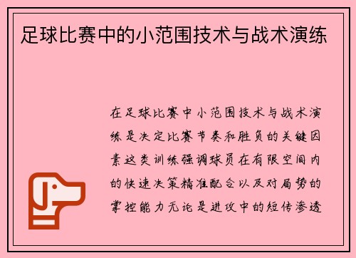 足球比赛中的小范围技术与战术演练