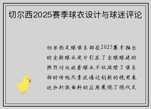 切尔西2025赛季球衣设计与球迷评论